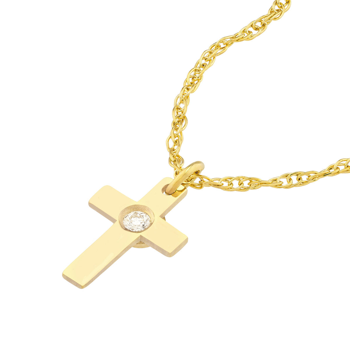 Children's Diamond Bezel Cross Necklace