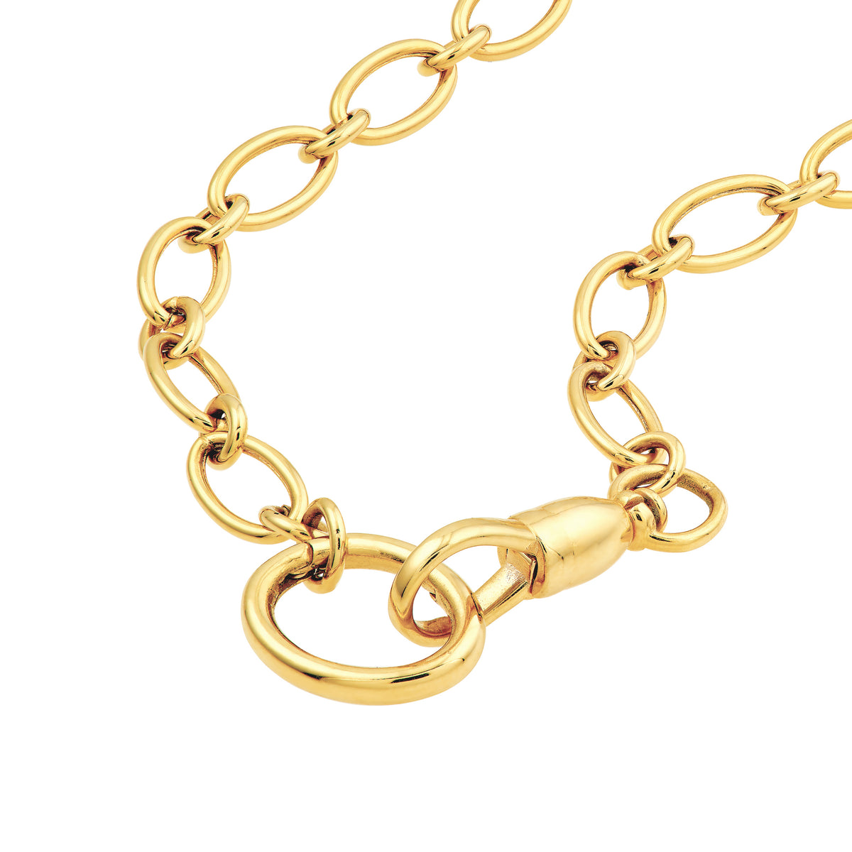 Oval Link Chain with Push Lock & Enhancer