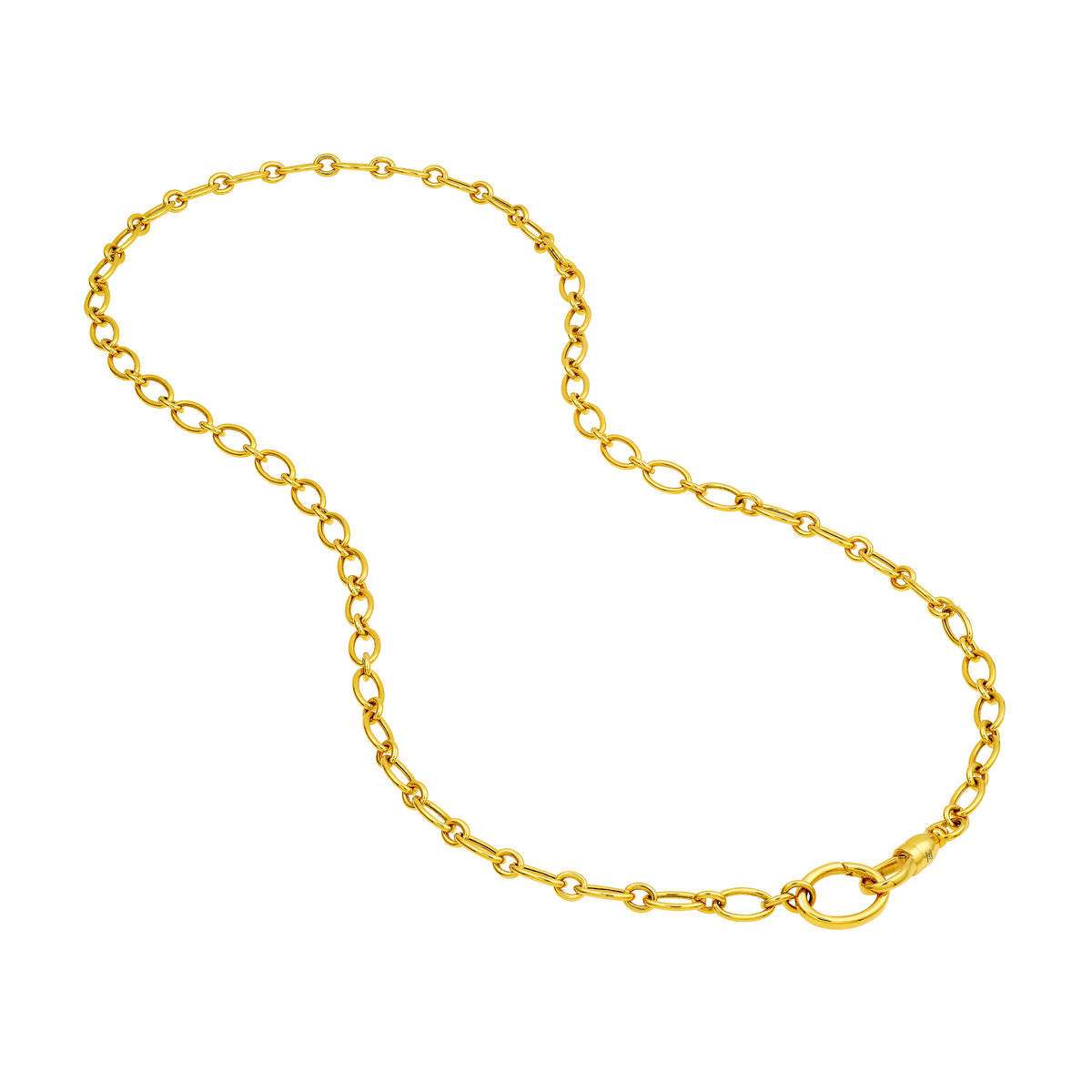 Oval Link Chain with Push Lock & Enhancer