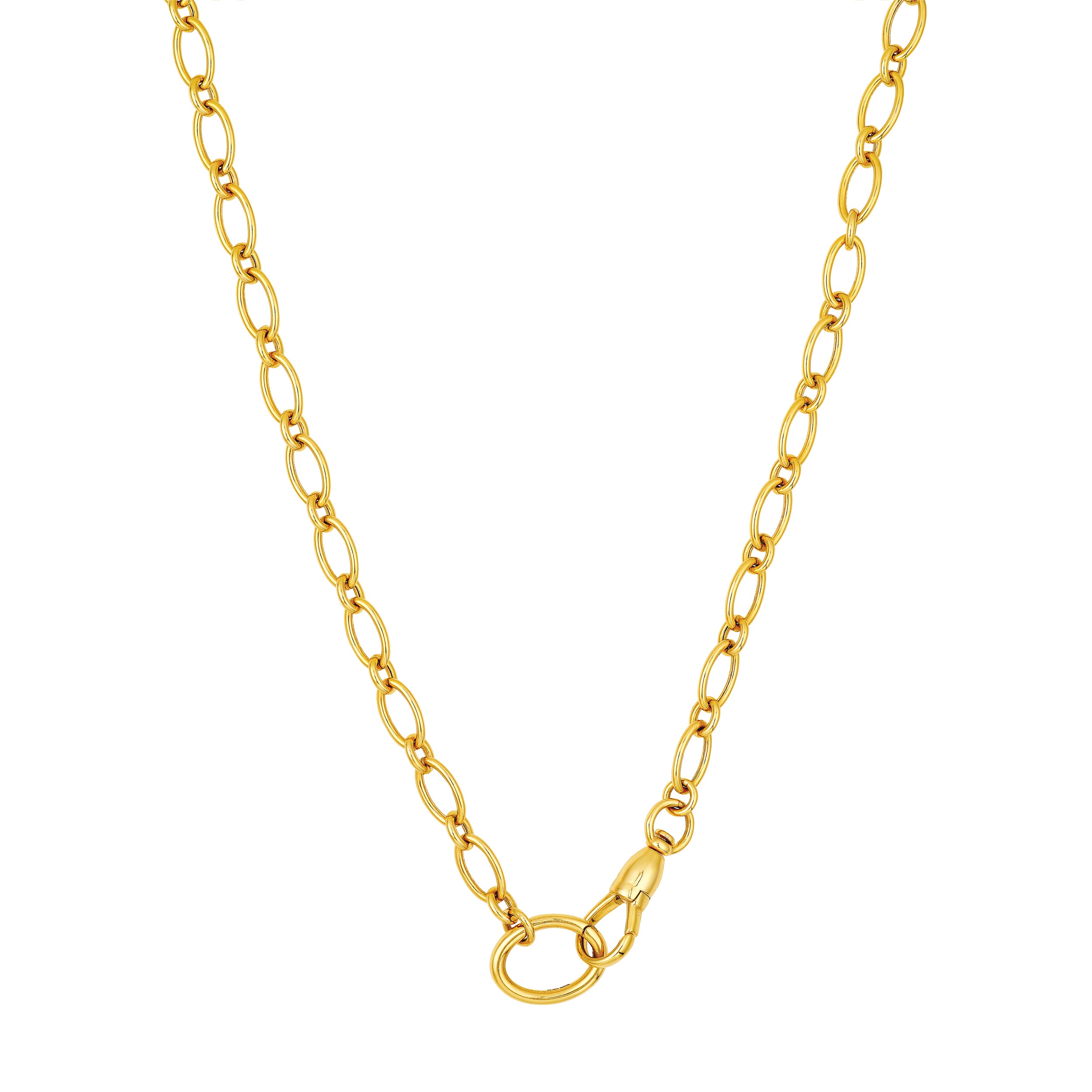 Oval Link Chain with Push Lock & Enhancer