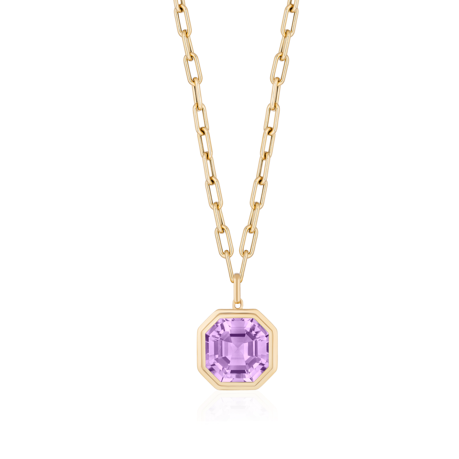 Manhattan Asscher Cut Lilac Amethyst Pendant Chain Necklace