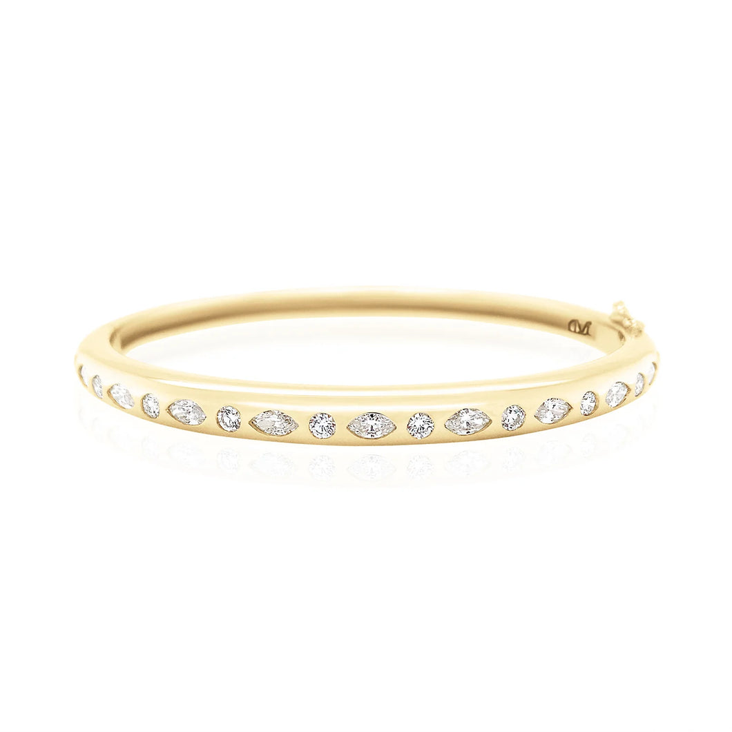 Marquise & Round Skinny Diamond Nomad Bangle Bracelet