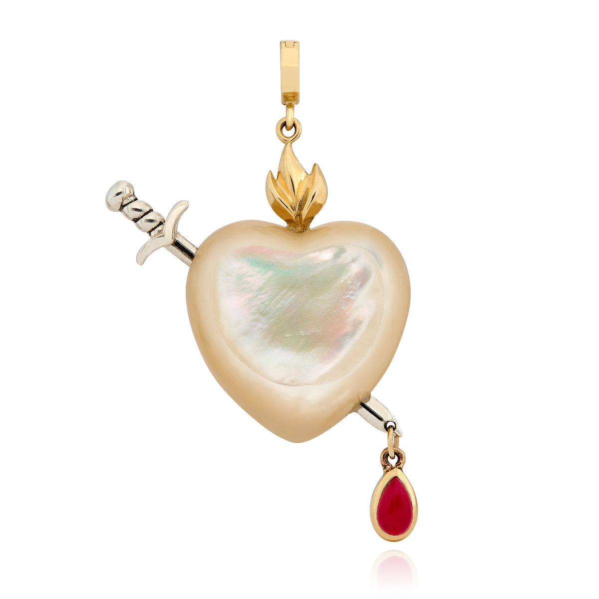 Mother of Pearl Sacred Heart Charm