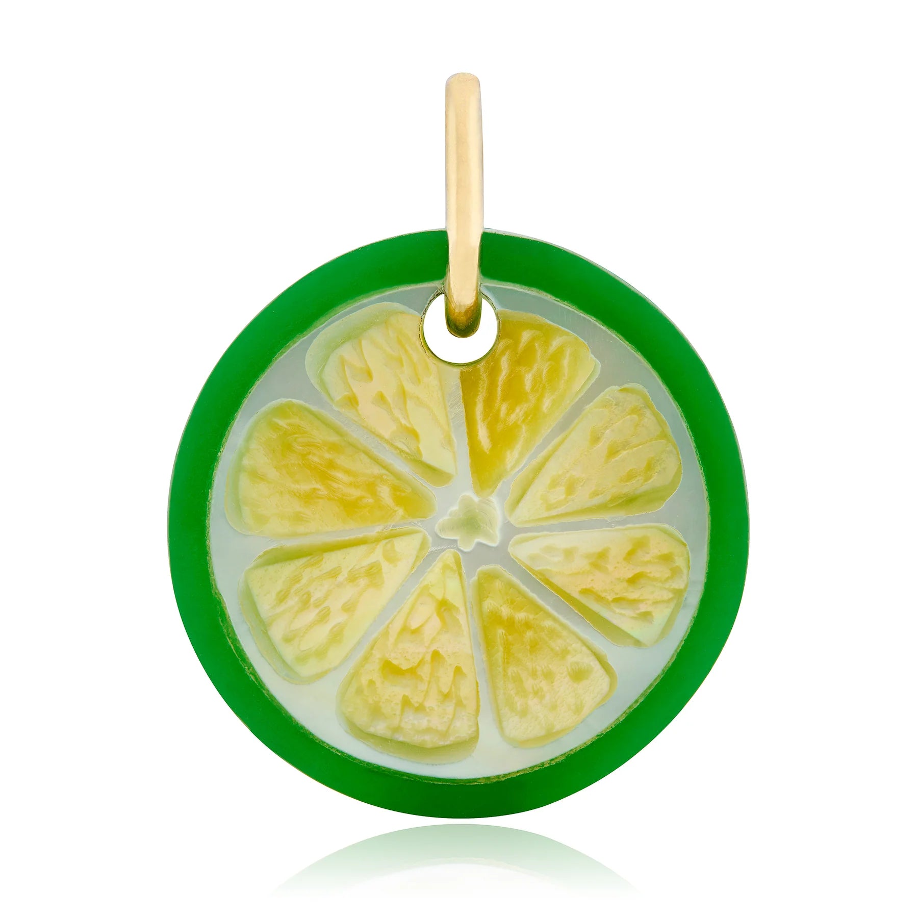 Golden Mother of Pearl Lime Twist Charm
