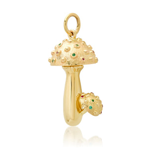 Medium Magic Mushroom Scattered Gemstone Charm Pendant