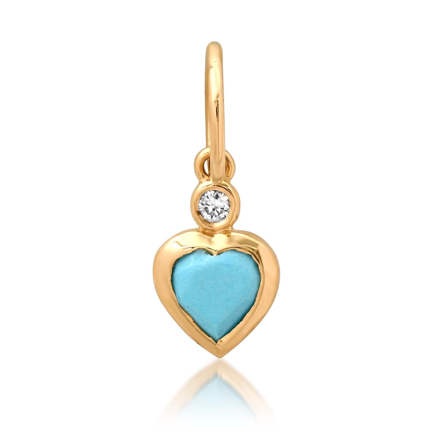 Mini Turquoise & Diamond Heart Charm