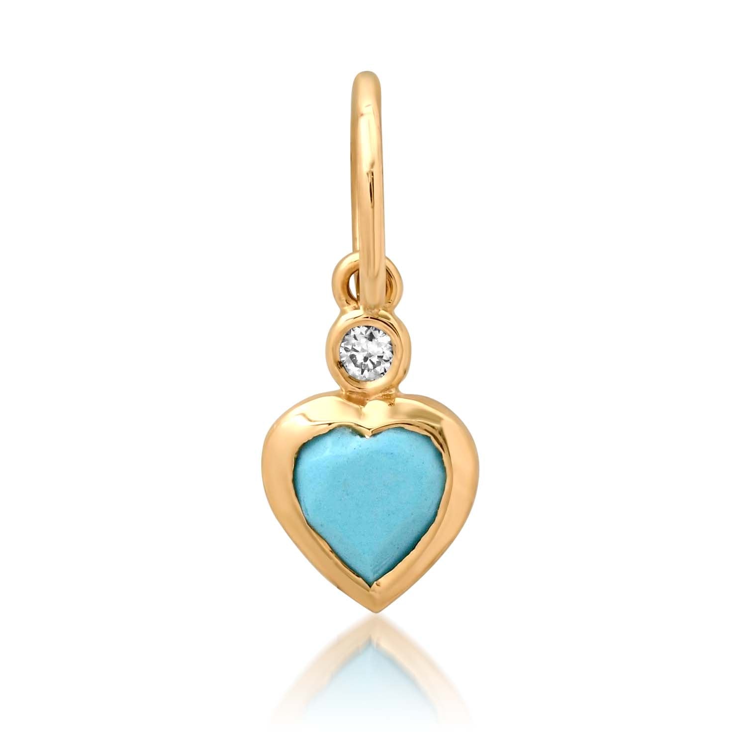 Mini Turquoise & Diamond Heart Charm