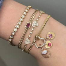 Mini or Medium Bezel & Pave Diamond Heart Bracelet