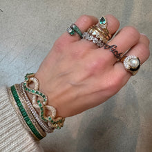 Mixed Emerald & Diamond Pave Bypass Pinky Ring