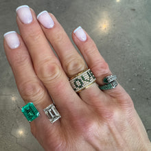 Mixed Emerald & Diamond Pave Bypass Pinky Ring