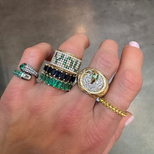 Mixed Emerald & Diamond Pave Bypass Pinky Ring