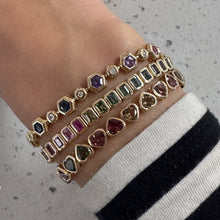 Mixed Sapphire & Diamond Bezel Set Hexagon Tennis Bracelet