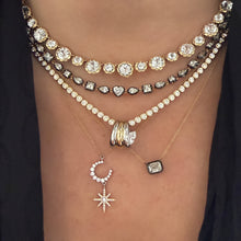 Mixed Shape Diamond 1/2 Tennis Necklace with Black Electroplated Bezel