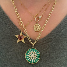 Mother of Pearl or Malachite Diamond Celestial Starburst Pendant