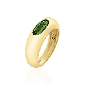 Moval Green Tourmaline or Diamond Classic Ring