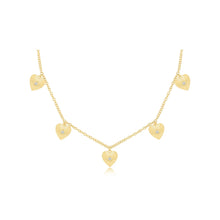 Multi Gold & Diamond Fluted Heart Dangle Drop Necklace