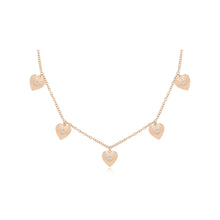 Multi Gold & Diamond Fluted Heart Dangle Drop Necklace