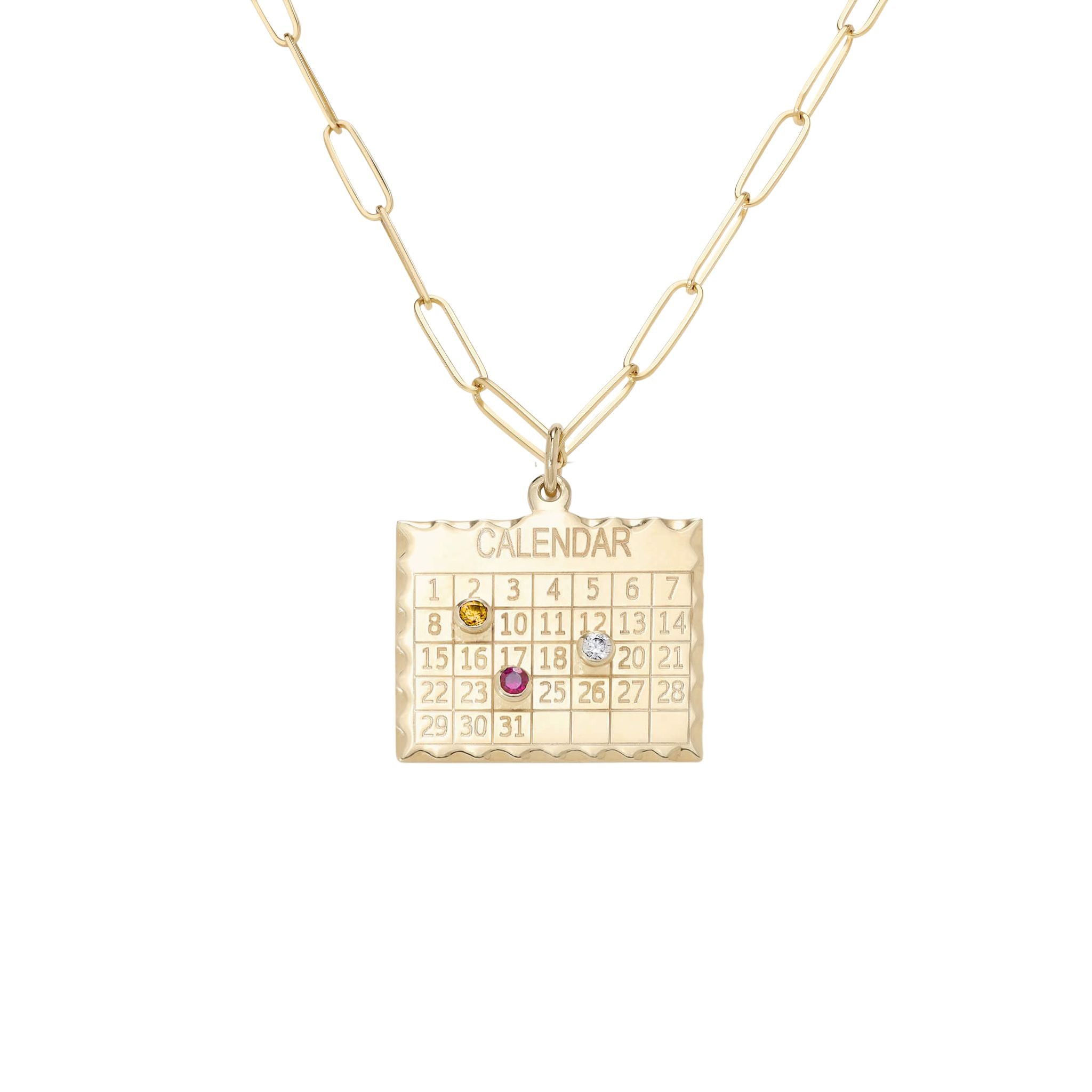 Customizable Multiple Date Gemstone Calendar Charm