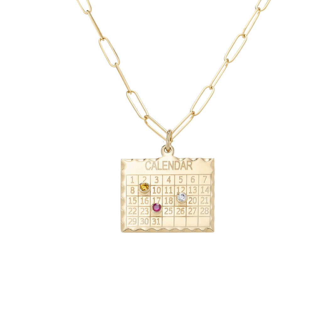 Customizable Multiple Date Gemstone Calendar Charm