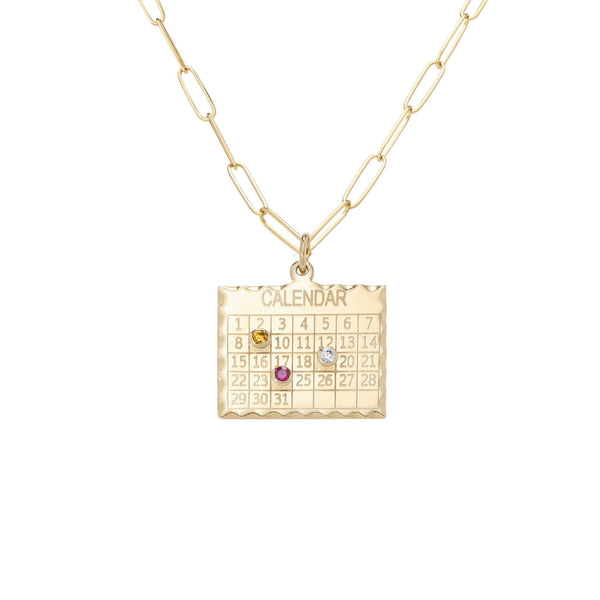 Customizable Multiple Date Gemstone Calendar Charm