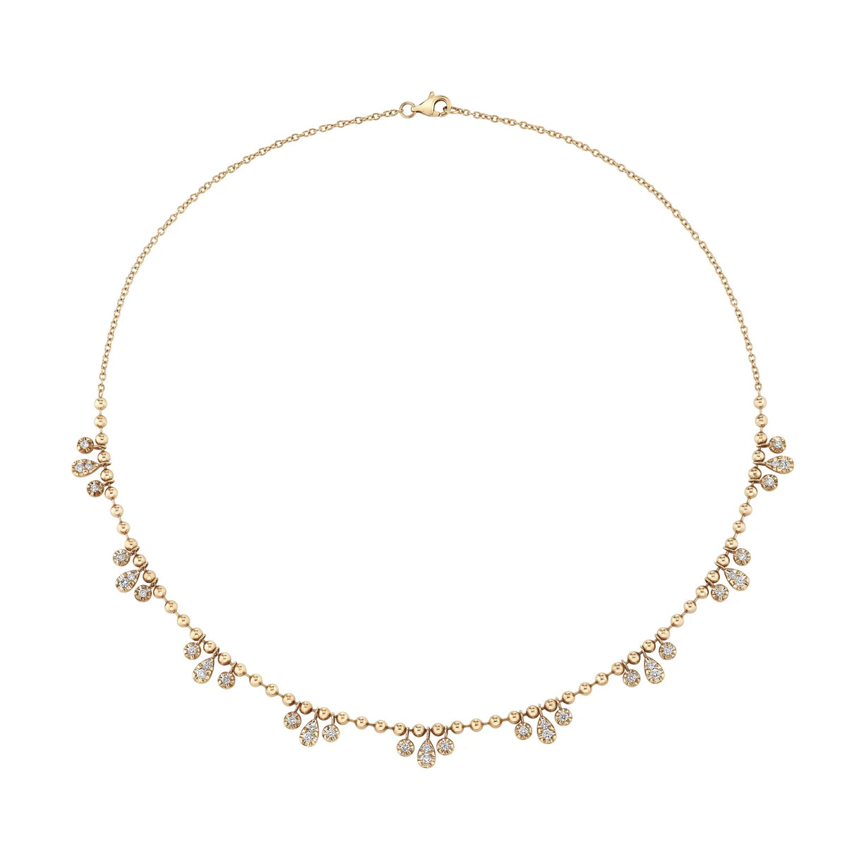 Trio Diamond Droplet Beaded Necklace