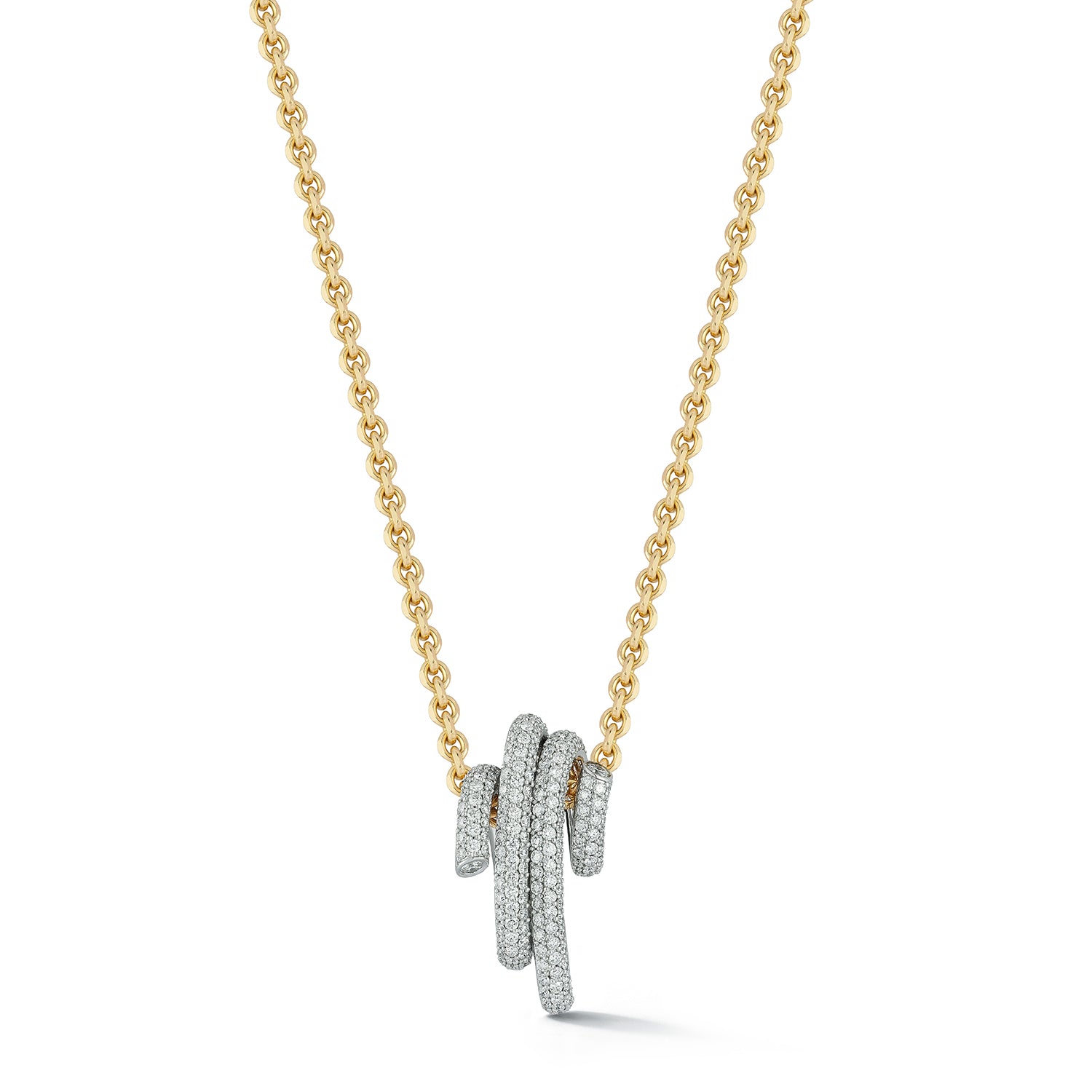 Thoby Gold & Diamond or All Diamond Statement Spiral Necklace