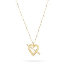 Open Pavé Diamond Heart & Arrow Necklace