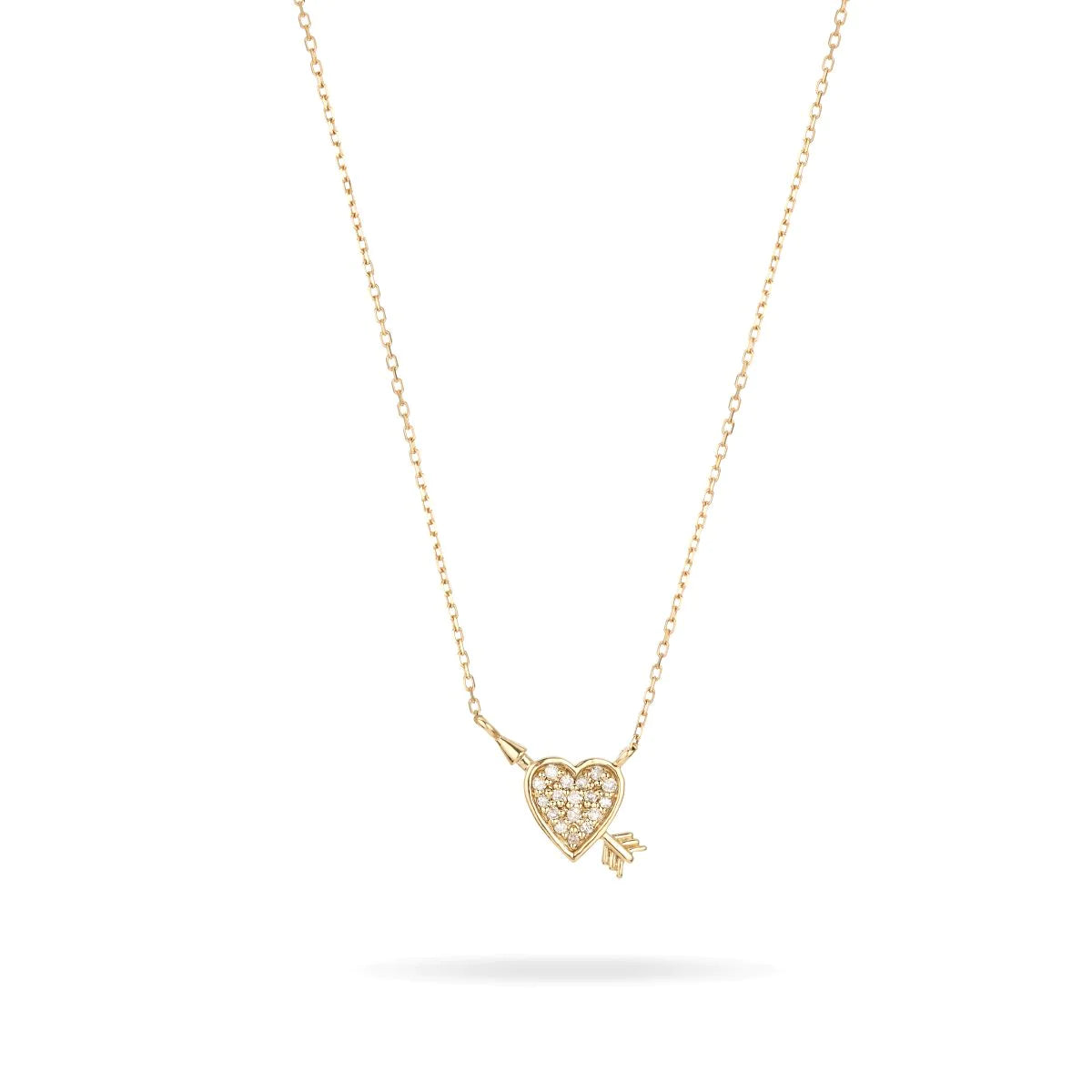 Tiny Pavé Heart & Arrow Necklace