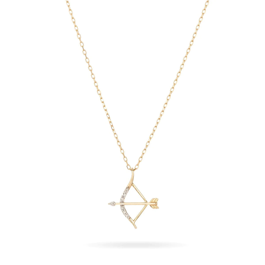 Pavé Diamond Bow & Arrow Necklace