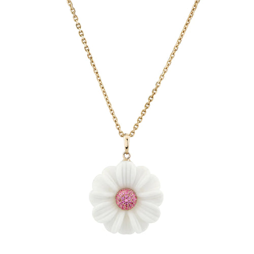 Pink Sapphire Daisy Pendant Necklace