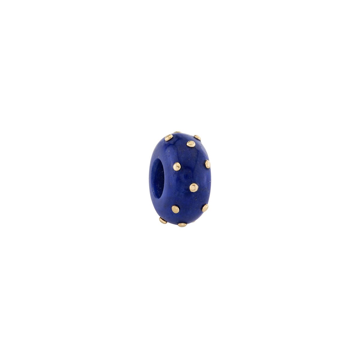 Lapis & Gold Dot Rondelle Bead