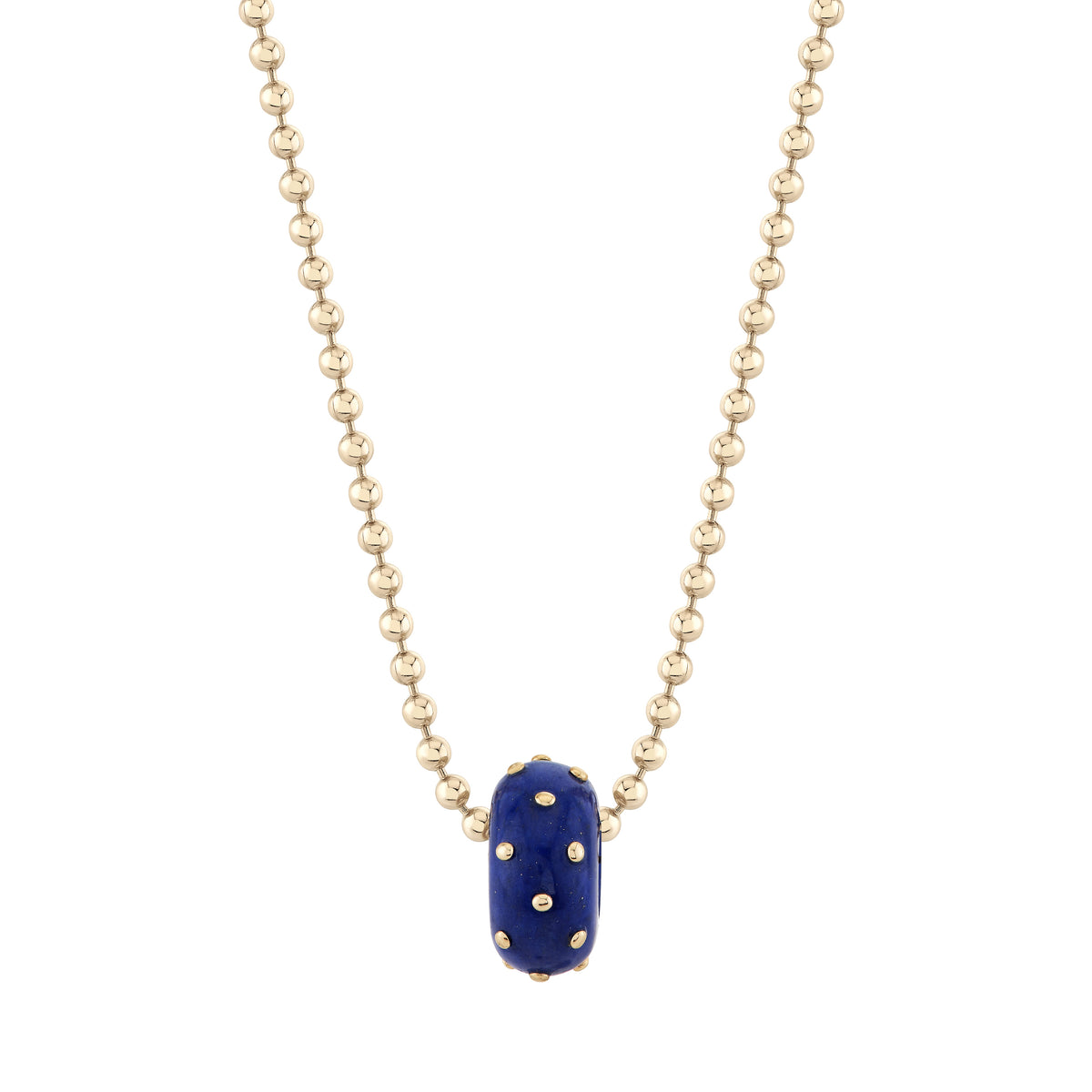 Lapis & Gold Dot Rondelle Bead