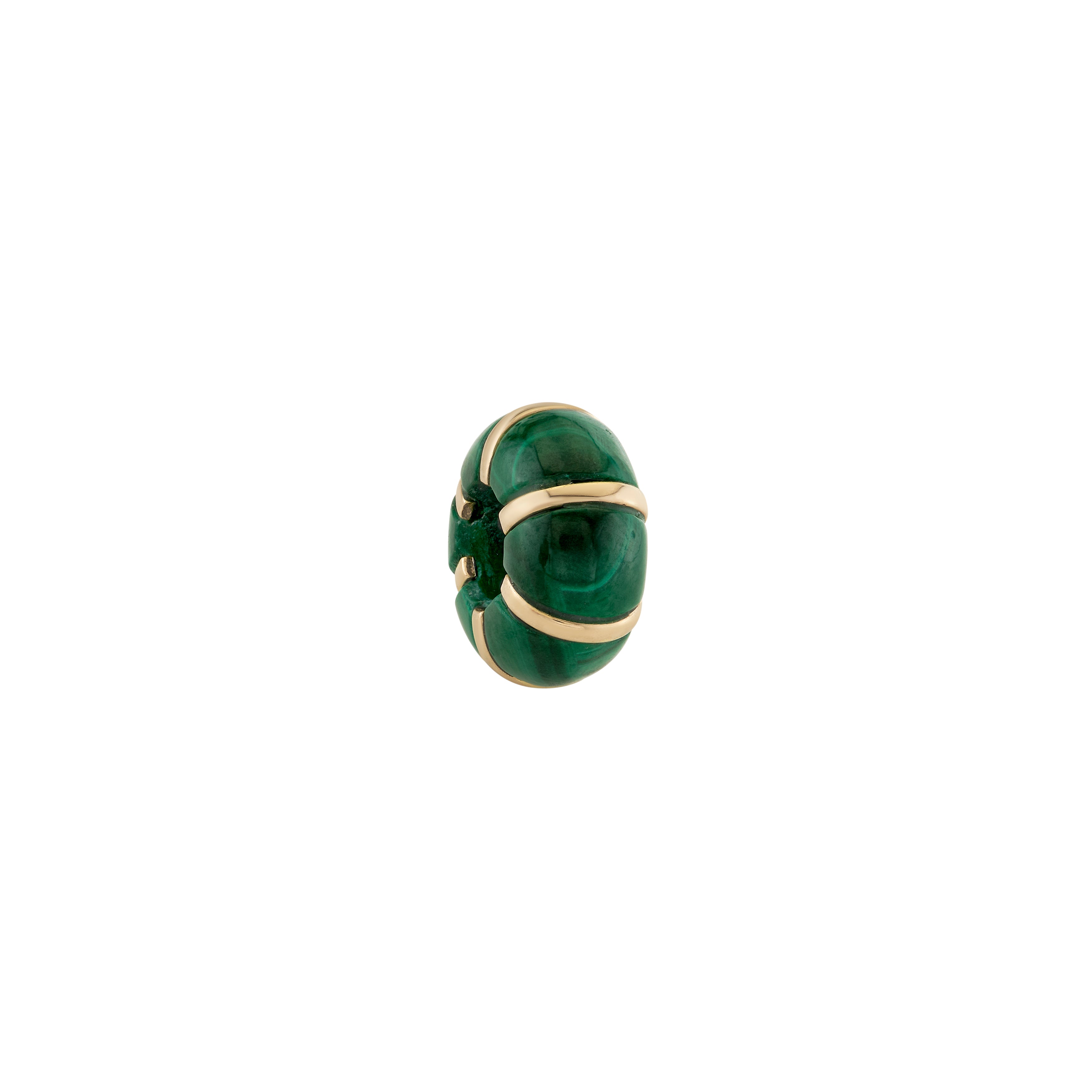Malachite & Gold Stripe Rondelle Bead