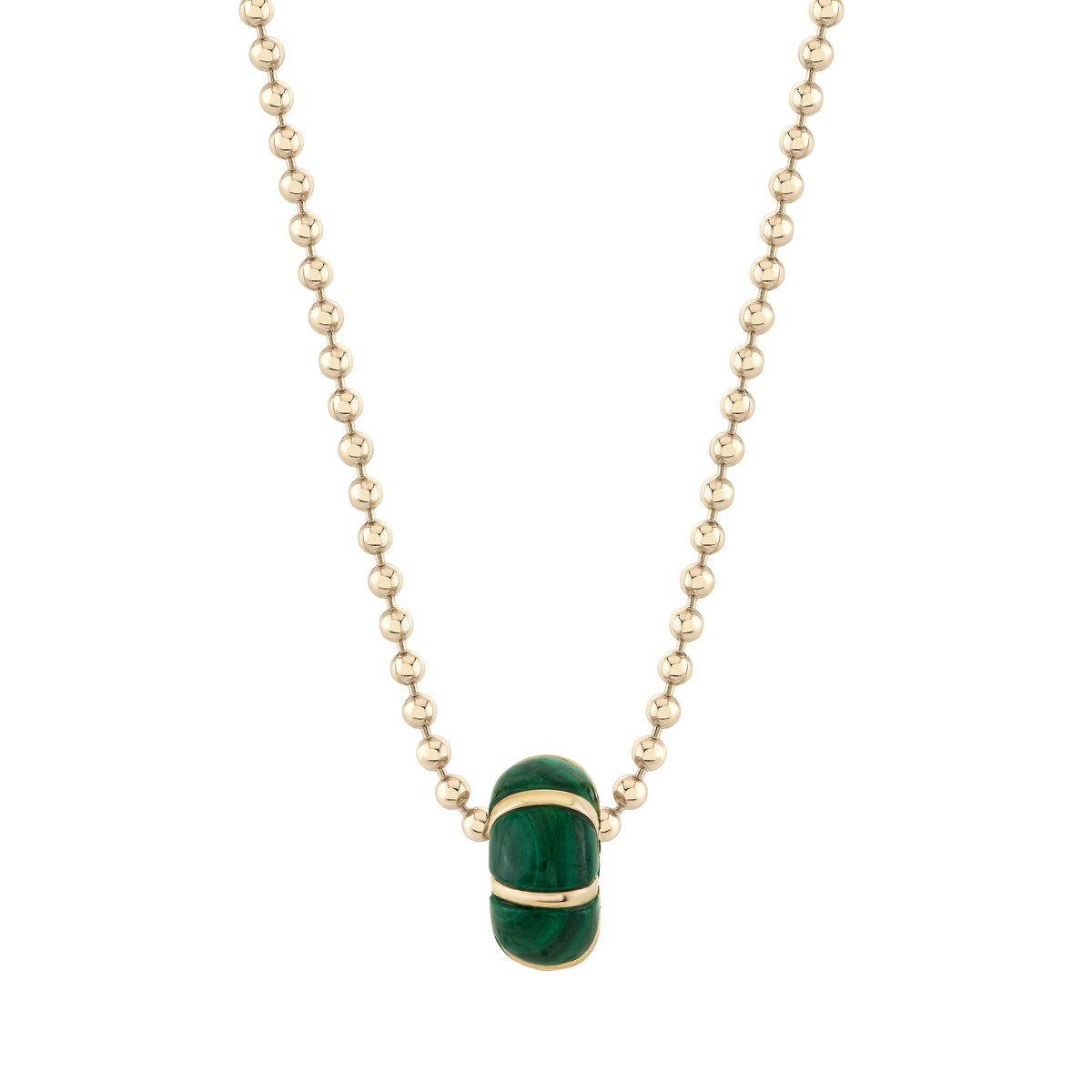 Malachite & Gold Stripe Rondelle Bead