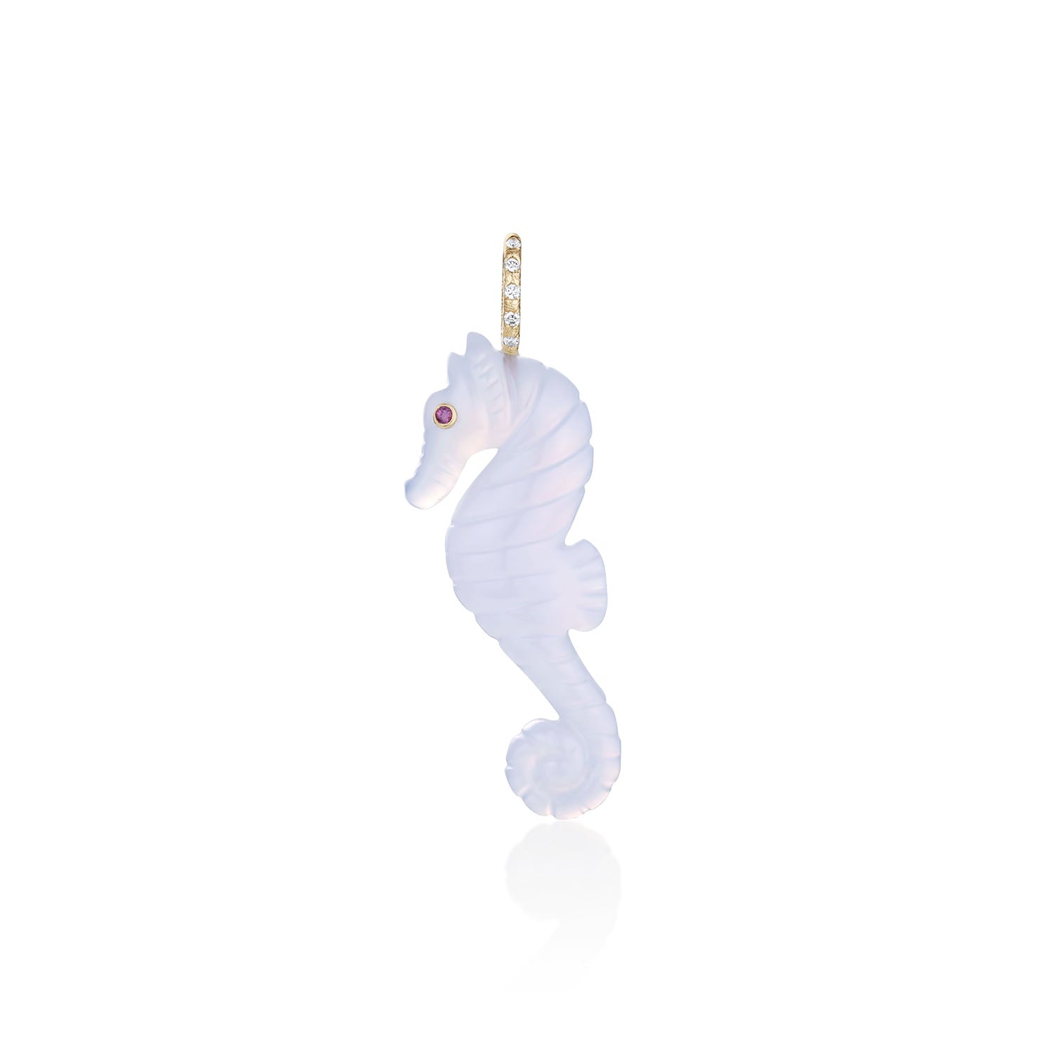 Nixie Hand Carved Chalcedony Seahorse Charm