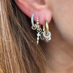 Nano Gold Ball Diamond Huggie Hoop Earrings