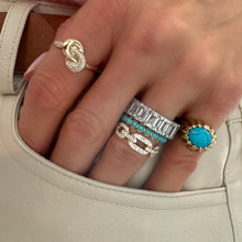 Narrow Wish On A Star Bezel Set Turquoise or Sapphire Eternity Band Ring