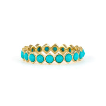 Narrow Wish On A Star Bezel Set Turquoise or Sapphire Eternity Band Ring