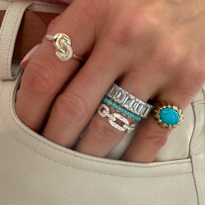 Narrow Wish On A Star Bezel Set Turquoise or Sapphire Eternity Band Ring