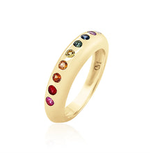 Nine Round Gemstone Skinny Ring