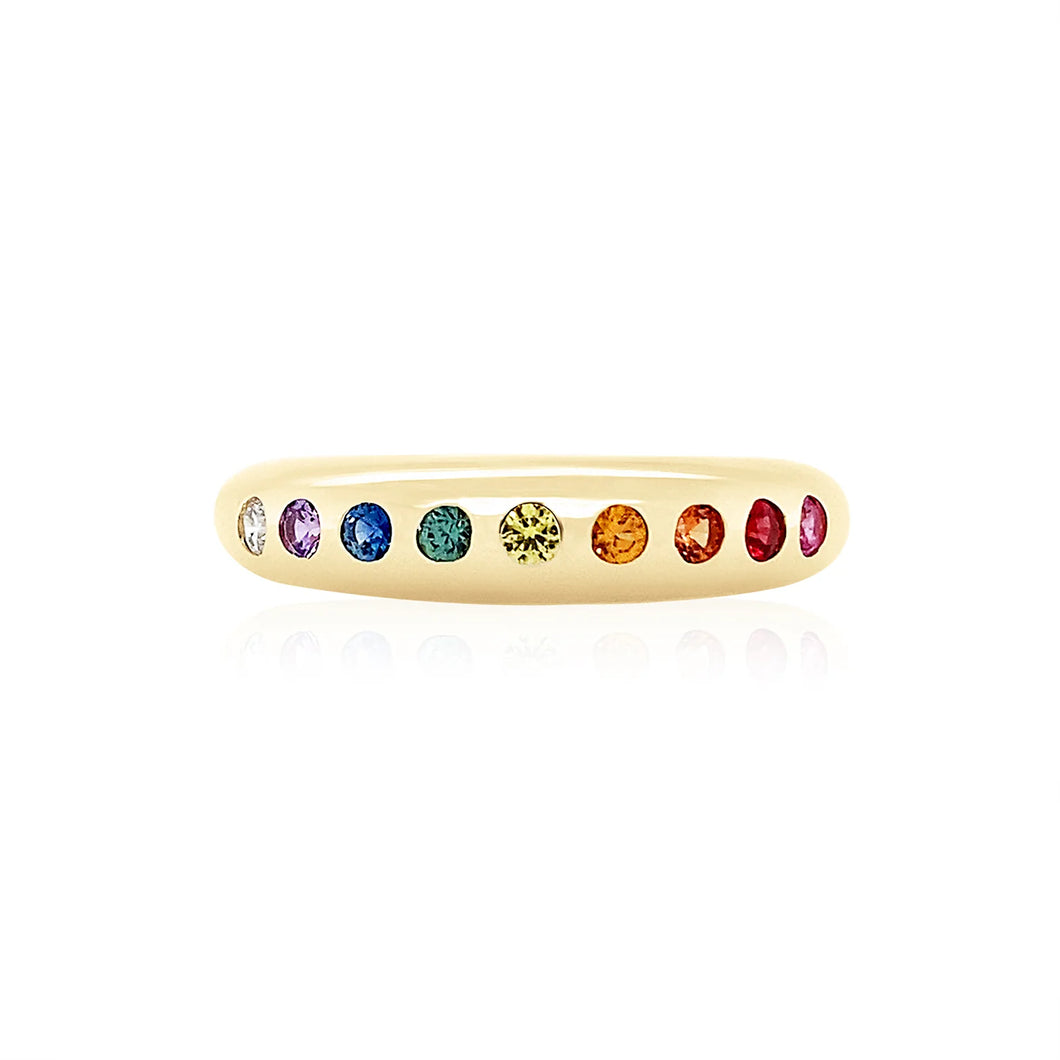 Nine Round Gemstone Skinny Ring