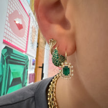 On Guard Diamond & Emerald Cobra Snake Stud Earrings