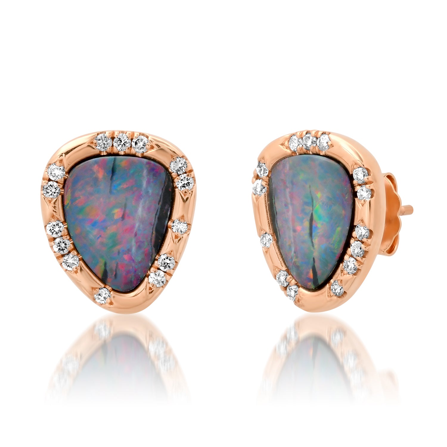 One of a Kind Australian Opal Stud Earrings