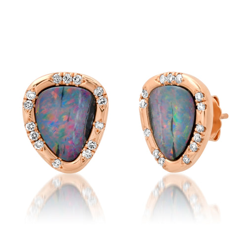 One of a Kind Australian Opal Stud Earrings