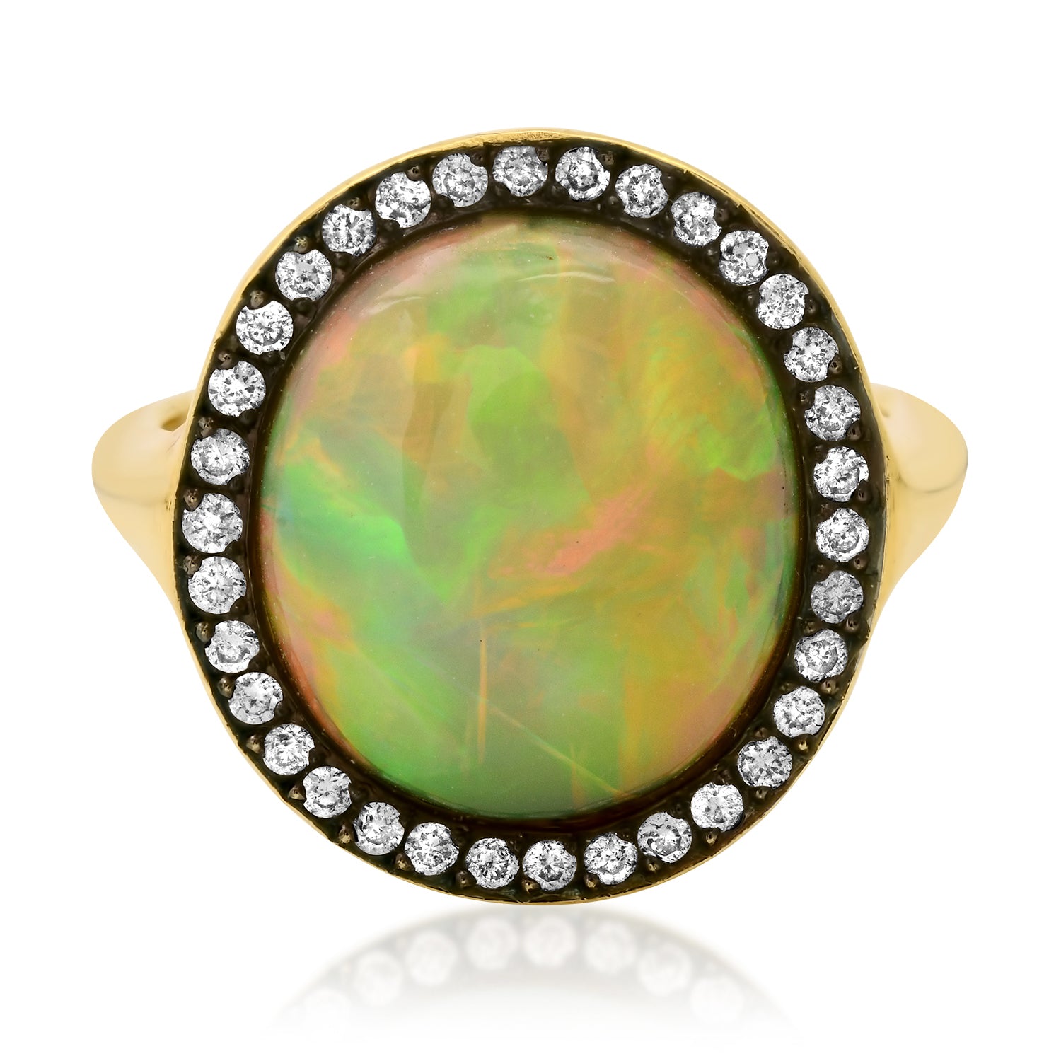 One of a Kind Grey Australian Opal & Diamond Statement Ring