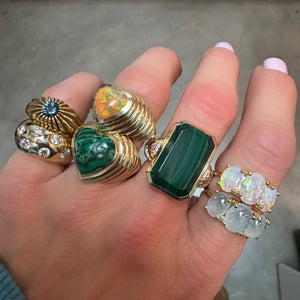 One of a Kind Kick Back Malachite Heart Ring