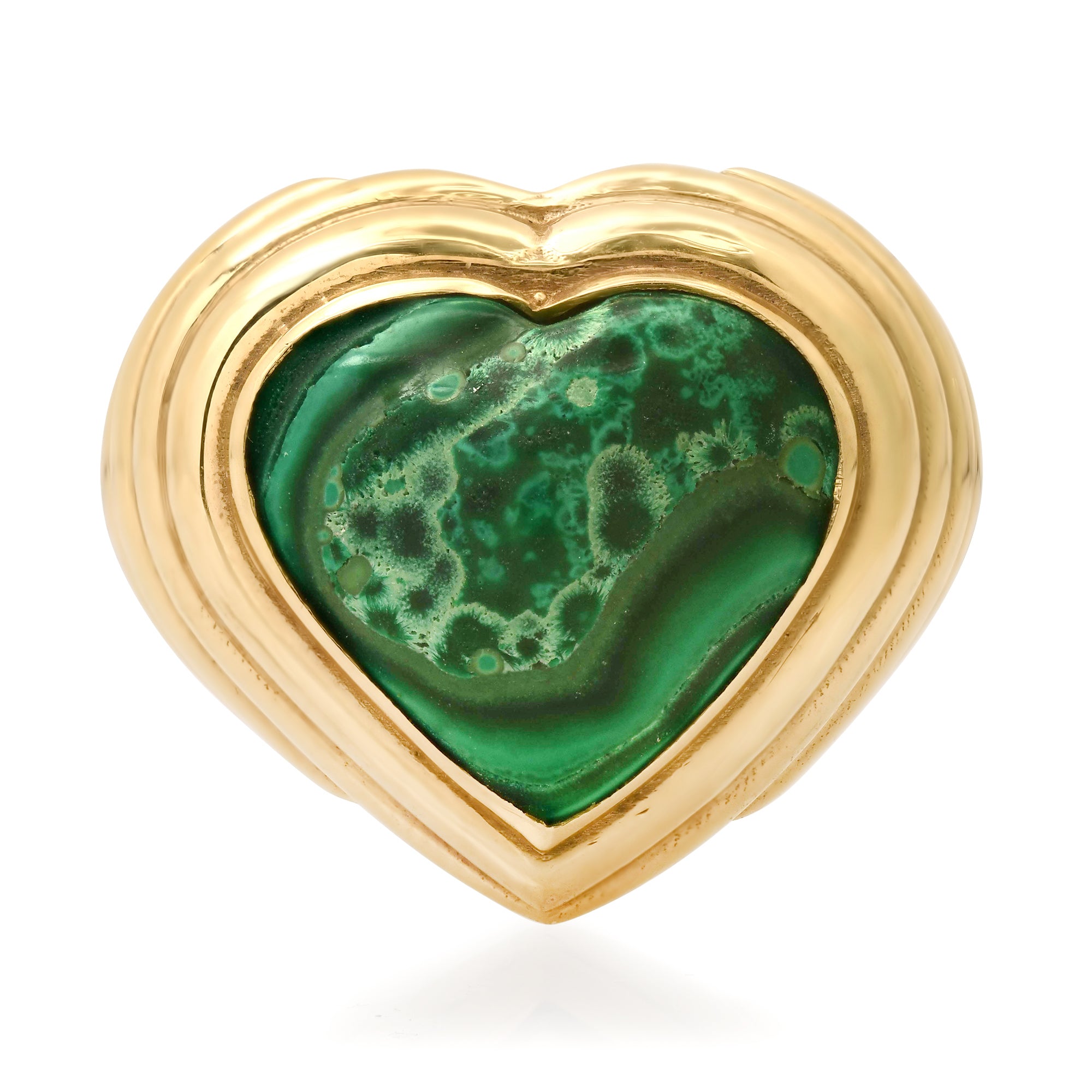 One of a Kind Kick Back Malachite Heart Ring