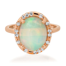 One of a Kind Crystal Australian Opal & Diamond Statement Ring
