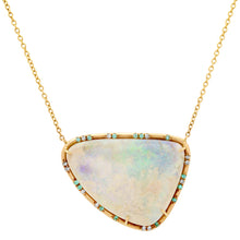 One of a Kind Organic Shape Australian Opal & Paraiba Tourmaline Statement Necklace