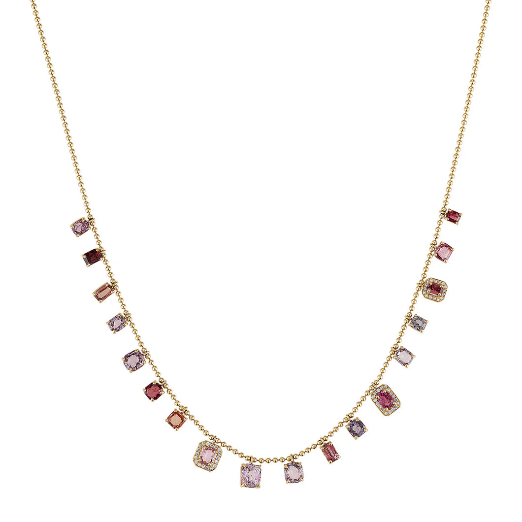 One of a Kind Spinel & Diamond Shaker Necklace